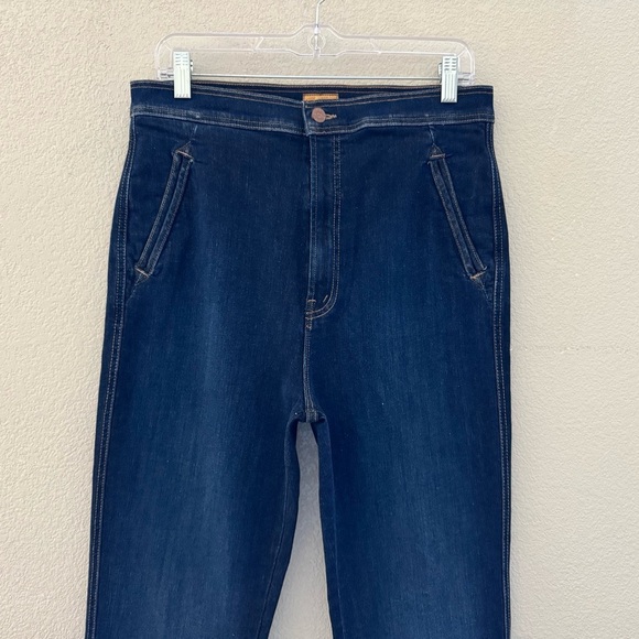 Mother Smokin Double Welt Heel Flare Jeans Retro Off Limits Dark Denim Blue 32 - Picture 9 of 14
